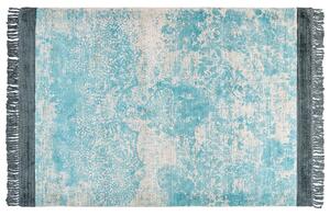 Vintage dywan z wiskozy z frędzlami 160 x 230 cm niebieski z beżowym Akarsu Beliani