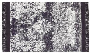 Vintage dywan z wiskozy z frędzlami 140 x 200 cm fioletowy z białym Akarsu Beliani