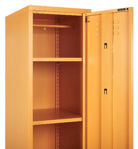 Metalowa szafka biurowa ubraniowa żółta na klucz z półkami i drążkiem Frome Beliani
