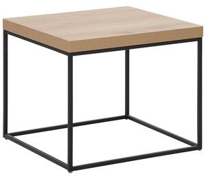 Stolik pomocniczy kwadratowy jasne drewno czarna rama 60 x 60 cm Delano Beliani