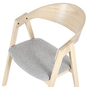 Zestaw 2 krzeseł do jadalni tapicerowane siedzisko jasne drewno z szarym Yuba Beliani