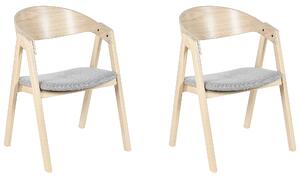 Zestaw 2 krzeseł do jadalni tapicerowane siedzisko jasne drewno z szarym Yuba Beliani