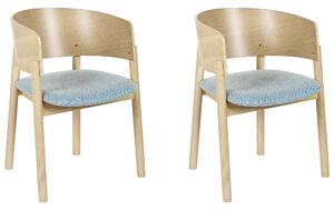 Zestaw 2 krzeseł do jadalni w stylu retro jasne drewno z niebieskim Marikana Beliani