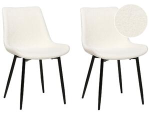 Zestaw 2 nowoczesnych krzeseł do jadalni tapicerowanie boucle metalowe nogi białe Avilla Beliani