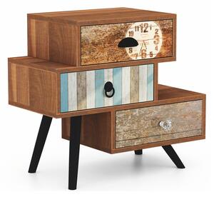 Szafka nocna z szufladami w style retro | Umeblowana.com