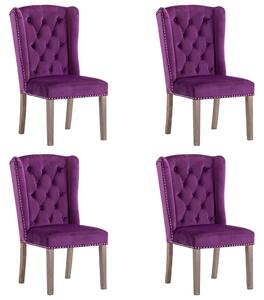 Krzesła stołowe, 4 szt., fioletowe, aksamitne