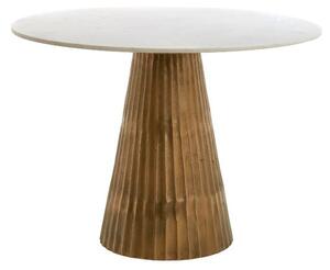 Biało-brązowy okrągły stół z blatem w dekorze marmuru ø 100 cm Leyda – Light & Living