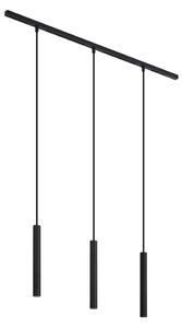 Nowoczesny system oświetlenia szynowego Slimline Keno z 3 czarnymi lampami wiszącymi 1-fazowymi