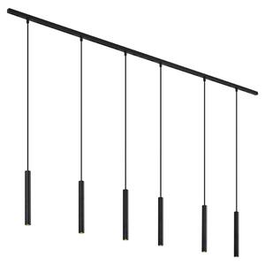Nowoczesny system oświetlenia szynowego z 6 czarnymi lampami wiszącymi 1-fazowymi - Slimline Keno