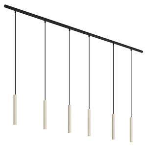 Nowoczesny system oświetlenia szynowego z 6 lampami wiszącymi w kolorze beżowym i czarnym, jednofazowy - Slimline Keno