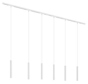 Nowoczesny system oświetlenia szynowego Slimline Keno z 6 białymi lampami wiszącymi 1-fazowymi Oswietlenie wewnetrzne