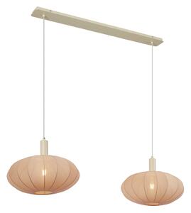 Lampa wisząca Japandi beżowa z materiałowym abażurem 2-źródła światła - Bida Oswietlenie wewnetrzne