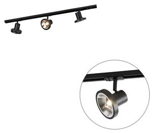 Nowoczesny system oświetlenia szynowego z 3 czarnymi reflektorami jednofazowymi 100 cm - Iconic Jeany