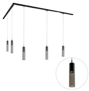 Nowoczesny system oświetlenia szynowego z 5 czarnymi lampami wiszącymi 1-fazowymi - Iconic Lloyd