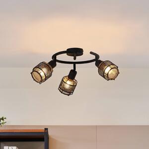Lampa sufitowa Eudoria Lindby, możliwość ściemniania, czarny, salon / jadalnia, metal, nowoczesny
