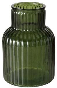 Wazon szklany RELEA, zielony, ryflowane szkło, 20 cm