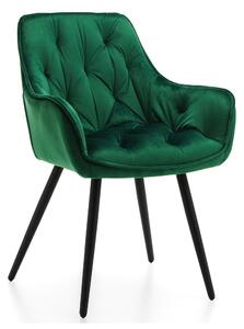 NEW HOME Krzeso SIENA tapicerowane krzeso do jadalni krzeso do salonu z pikowaniem - zielone - nowoczesne meble welurowe z aksamitu
