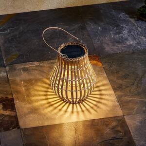 Lampa tarasowa LED Amaria, bambus, Ø 18 cm Amaria Lindby, możliwość ściemniania, jasne drewno, bambus, dworkowy / rustykalny