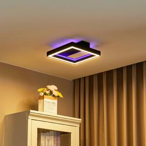 Inteligentna lampa sufitowa Tjado Lucande, możliwość ściemniania, czarny, salon / jadalnia, metal, nowoczesny