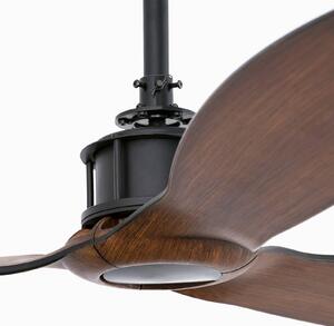 FARO BARCELONA Wentylator sufitowy Just Fan M, średnica 128 cm, czarny/ciemne drewno M, czarny, salon / jadalnia, metal