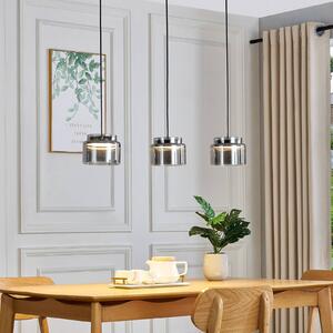 Lampa wisząca Diano Lucande, aluminiowy / szary / cynkowy, salon / jadalnia, szkło, design