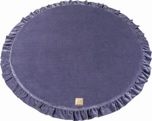 Mata Do Zabawy 100cm Dla Dziecka Okrągła Z Falbanką, Welurowa, Szaroniebieska - Meowbaby®