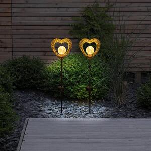 Näve Lampa solarna Serce, grot, LED ciepła biel, 2x