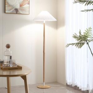 Lampa stojąca Ellorin Lucande, jasne drewno, salon / jadalnia, drewno, skandynawski