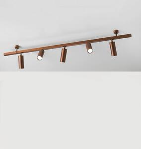 Cremasco Lampa sufitowa 7534, drewno brązowane, 5-punktowa, GU10 możliwość ściemniania, ciemne drewno, salon / jadalnia, mosiądz, nowoczesny