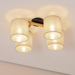 Lampa sufitowa Deva, 4-punktowa, tekstylna Deva TK Lighting, możliwość ściemniania, jasne drewno, salon / jadalnia, drewno, skandynawski