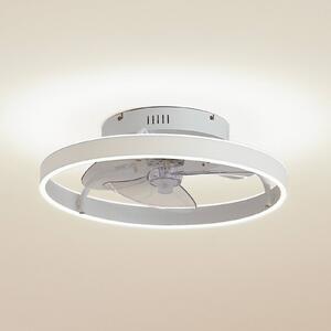 Wentylator sufitowy LED Lindby Momitu, biały, aluminium, Ø 50 cm Momitu Lindby, możliwość ściemniania, biały / opal, salon / jadalnia, aluminium, nowoczesny