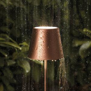 Sigor Akumulatorowa lampa stołowa LED Nuindie, USB-C, brąz, IP54, ściemniana możliwość ściemniania, brązowy / mosiężny, salon / jadalnia, aluminium, nowoczesny