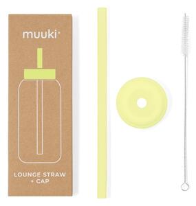 Silikonowa słomka z wieczkiem i szczoteczką w komplecie Sunny Lemonade – Muuki