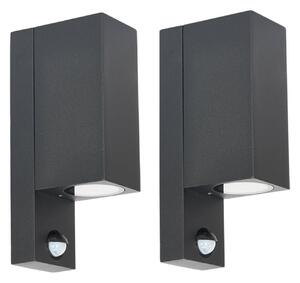 Prios kinkiet zewnętrzny Tetje, czarny, kątowy, czujnik, 2 szt Tetje PRIOS, możliwość ściemniania, czarny, aluminium, nowoczesny