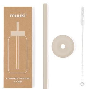 Silikonowa słomka z wieczkiem i szczoteczką w komplecie Summer Sand – Muuki