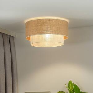 Lampa sufitowa Boho Jute Euluna, możliwość ściemniania, brązowy / rdzawy, salon / jadalnia, tkanina / materiał / jedwab