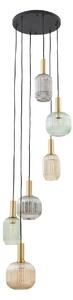 Lampa wisząca Doroteo Lindby, możliwość ściemniania, aluminiowy / szary / cynkowy, salon / jadalnia, szkło, vintage
