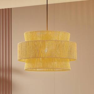 Lampa wisząca Anuva Lindby, możliwość ściemniania, jasne drewno, salon / jadalnia, papier / lunolit / lunopal, dworkowy / rustykalny