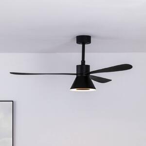 FARO BARCELONA Wentylator sufitowy LED Amelia Cone L, czarny, cichy, 132 cm możliwość ściemniania, czarny, salon / jadalnia, tworzywo sztuczne, nowoczesny