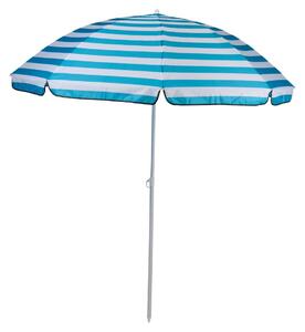 Parasol przeciwsłoneczny Camp Active ⌀170 x 200 cm - na taras, balkon i plażę - parasol plażowy ze szpikulcem - niebiesko-białe paski