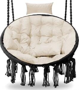 Poduszka na fotel wiszący, tapicerka na huśtawkę Polyrattan / rattan, okrągła poduszka na kosz wiszący, poduszka na plecy-XXL 110cm-beżowa
