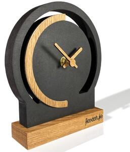 Zegar stojący czarny drewniany Oval Dębowy