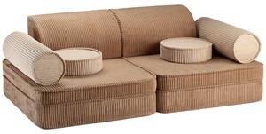 Brązowa sztruksowa sofa dla dzieci 132 cm Settee – Wigiwama
