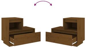 Drewniana szafka nocna z szufladą miodowy brąz - Zopi