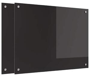 Panel kuchenny 2 pcs Czarny 80 x 60 cm szkło hartowane