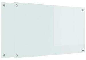 Panel kuchenny 2 pcs Biały 100 x 60 cm szkło hartowane