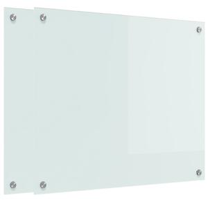 Panel kuchenny 2 pcs Biały 70 x 60 cm szkło hartowane