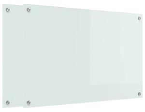 Panel kuchenny 2 pcs Biały 90 x 60 cm szkło hartowane