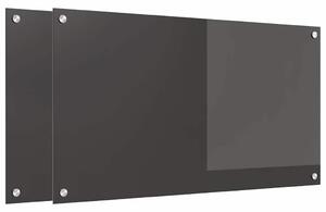 Panel kuchenny 2 pcs Ciemnoszary 90 x 50 cm szkło hartowane