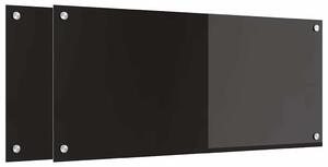 Panel kuchenny 2 pcs Czarny 90 x 40 cm szkło hartowane